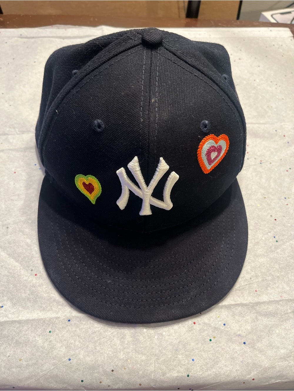 New Era Black 59FIFTY Cap with Multicolor Heart Patches